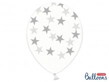 Balionas su sidabrinėm žvaigždutėmis, skaidrus (30cm)